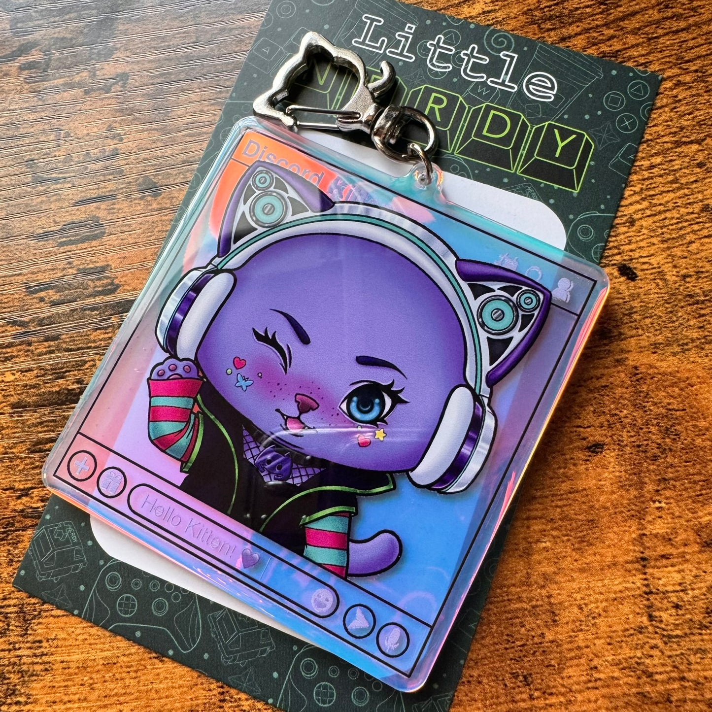 Discord Kitten Rainbow Acrylic Keychain