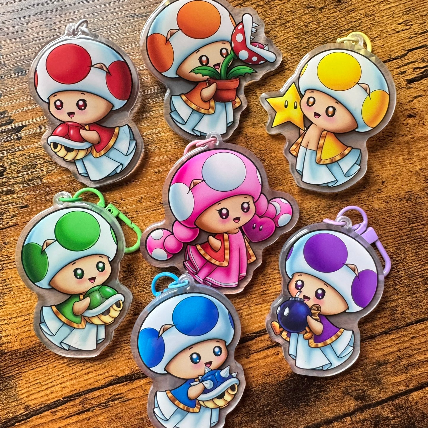 Mario Toadstool Inspired Spookitty Keychains