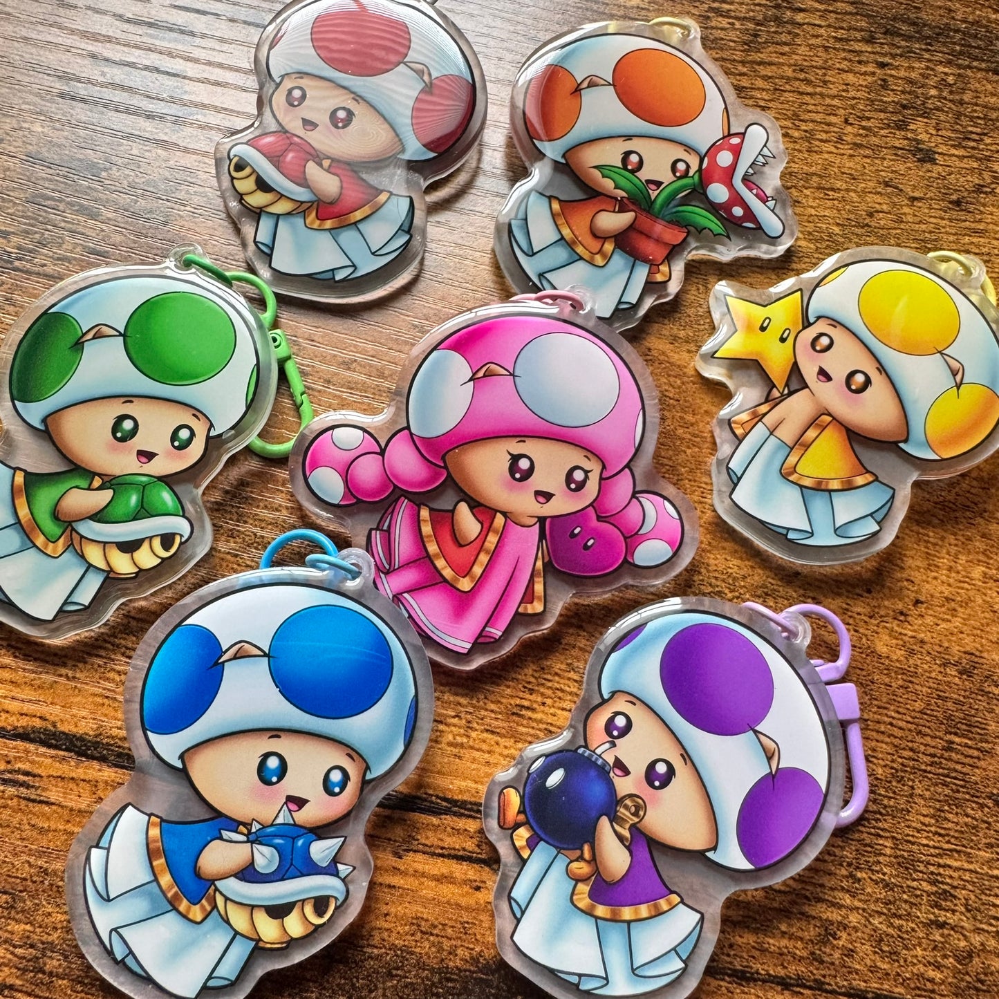 Mario Toadstool Inspired Spookitty Keychains