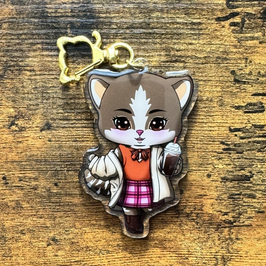 Coffee Cat Acrylic Keychain
